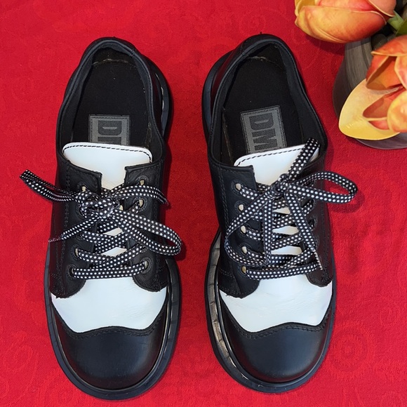 🏴󠁧󠁢󠁥󠁮󠁧󠁿Dr. Martens MIE Vintage Black & White Chunky Platform Oxfords UK 5 - Picture 7 of 17